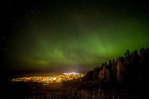 Norrsken på himlen över Malå